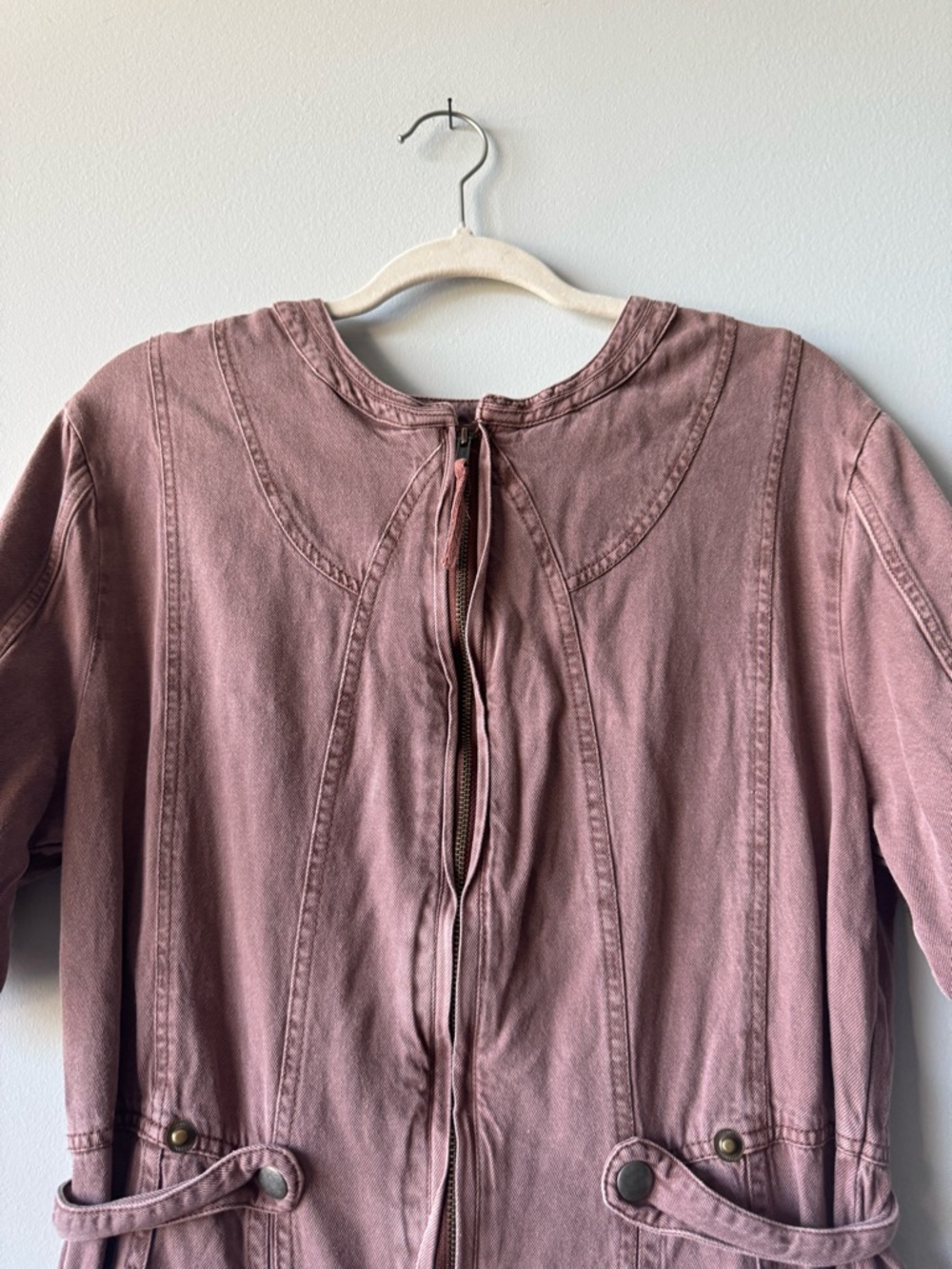 Free People Short-Sleeve Zip Romper in brown size small s let’s ride Shortalls - Picture 6 of 13
